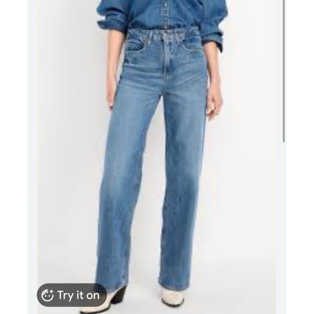 Old Navy Extra High-Rise Wide Leg Denim Jean Secret Smooth Pockets 14 Flattering